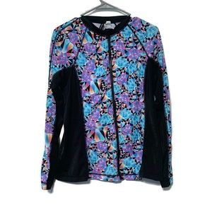 Relativity Athletic Patterned Zip Up Jacket
